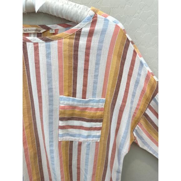 SOFT SURROUNDINGS | Striped Gauze Top Coastal Multicolor | Size Medium - Picture 4 of 6
